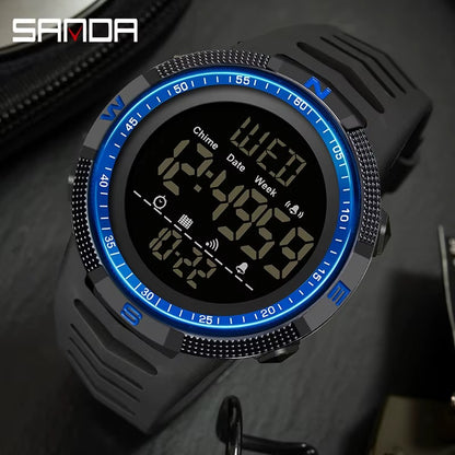 RELOJ SANDA 6014 FUTURISTA NEGRO, VERDE Y AZUL | SAN-22, SAN-124, SAN-129