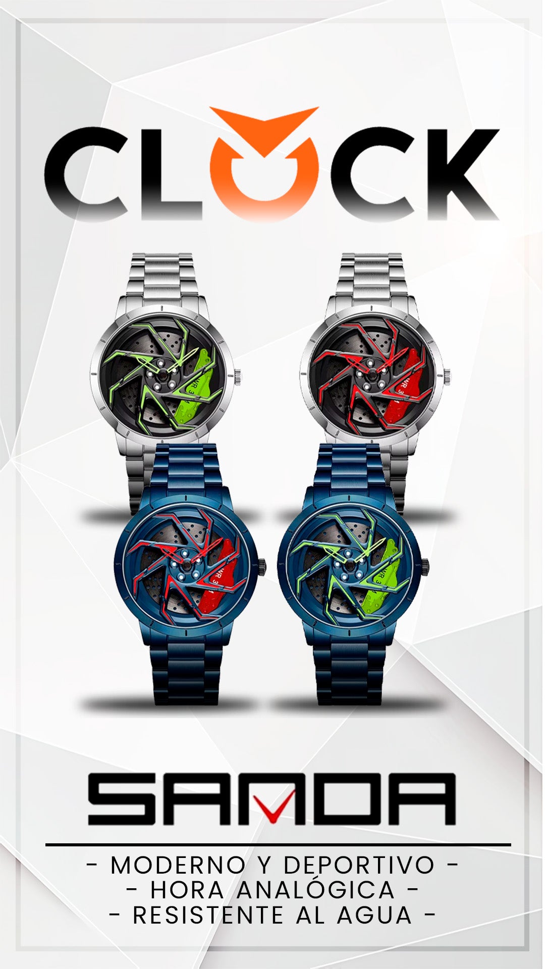 RELOJ SANDA 1057 - NEGRO , PLATEADO Y AZUL | SAN-54, SAN-138, SAN-139