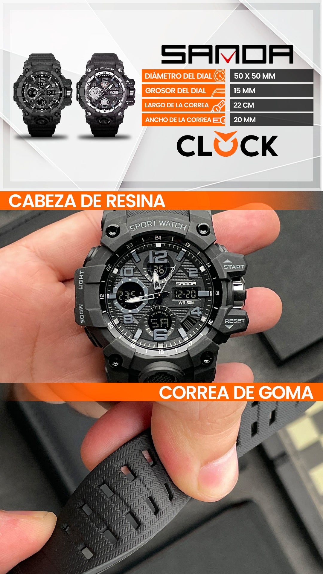RELOJ SANDA ORIGINAL DEPORTIVO NEGRO | SAN-140, SAN-141