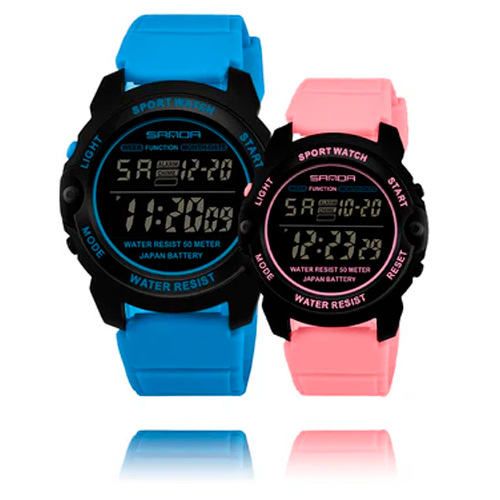 RELOJ SANDA ORIGINAL DEPORTIVO AZUL Y ROSADO | SAN-19 | SAN-56