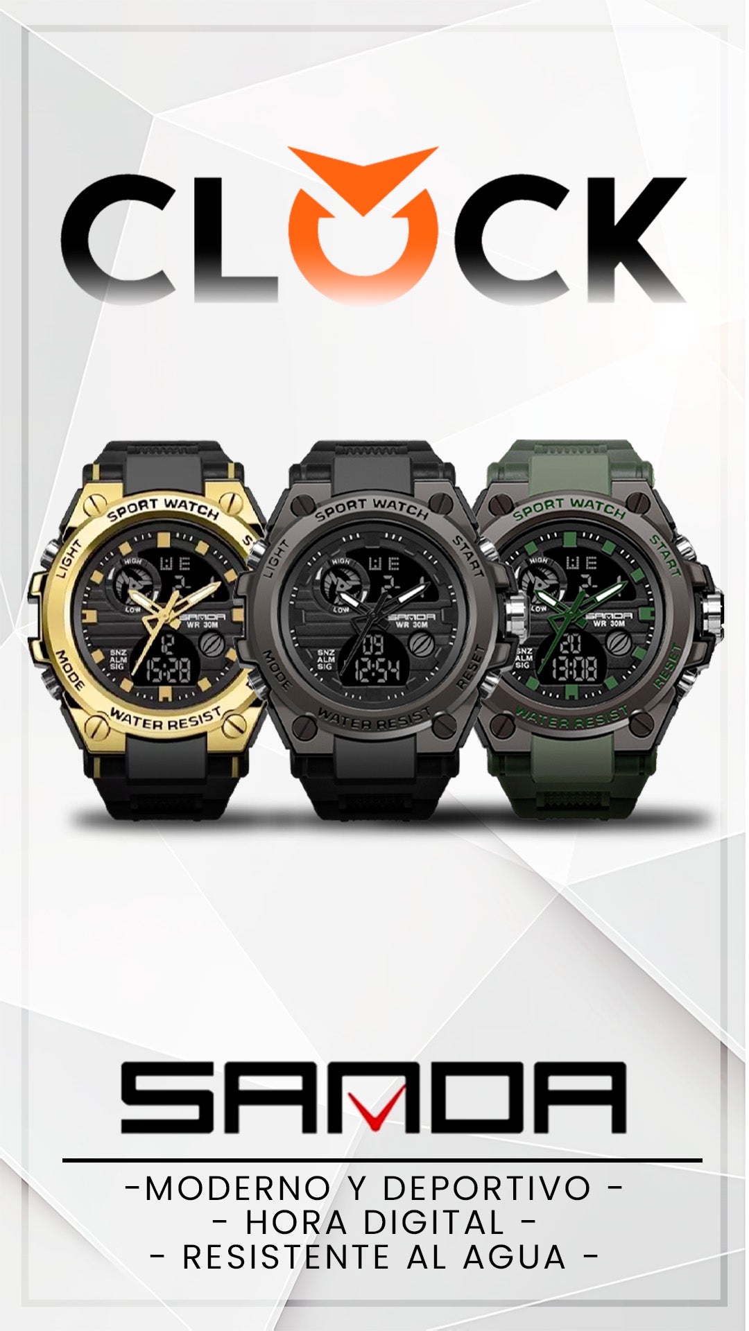 RELOJ SANDA ORIGINAL DEPORTIVO NEGRO Y VERDE 739 | SAN-1 | SAN-5 | SAN-12 | SAN-130
