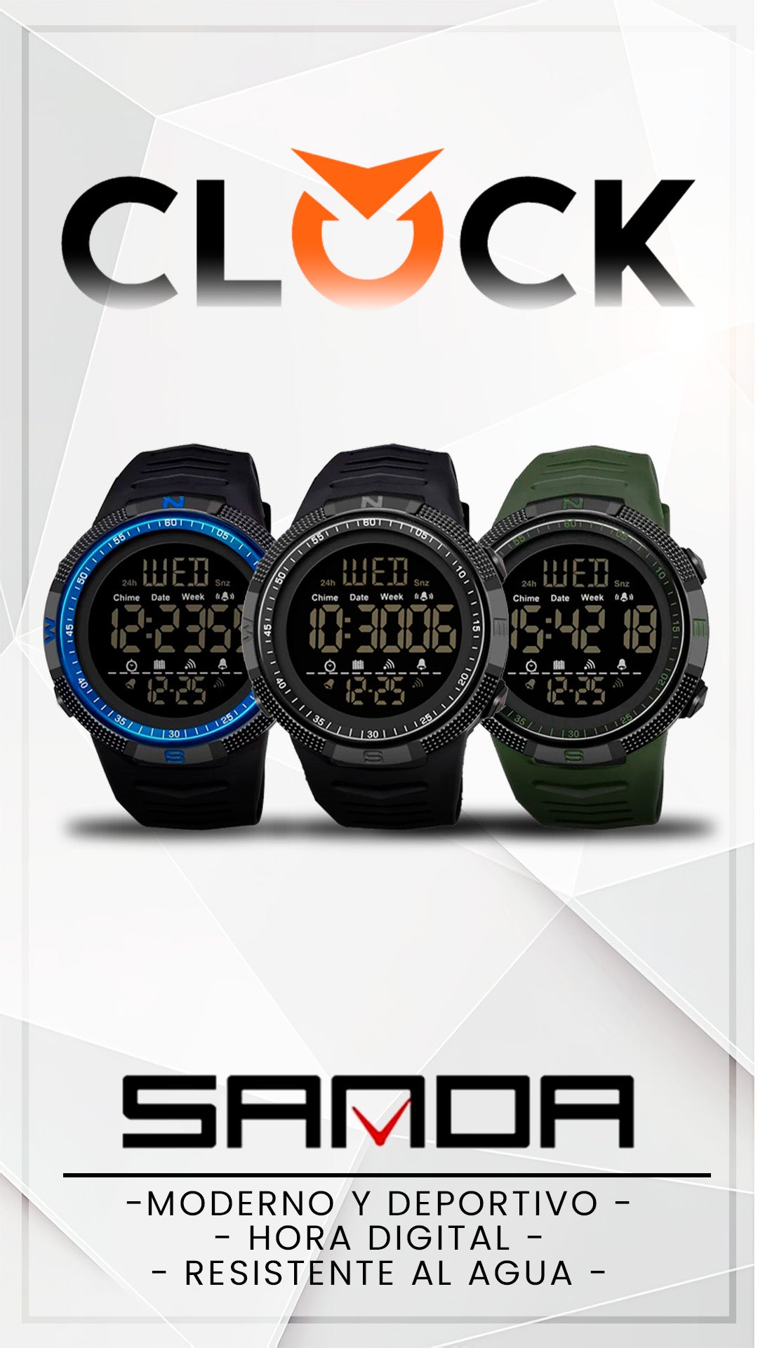 RELOJ SANDA 6014 FUTURISTA NEGRO, VERDE Y AZUL | SAN-22, SAN-124, SAN-129