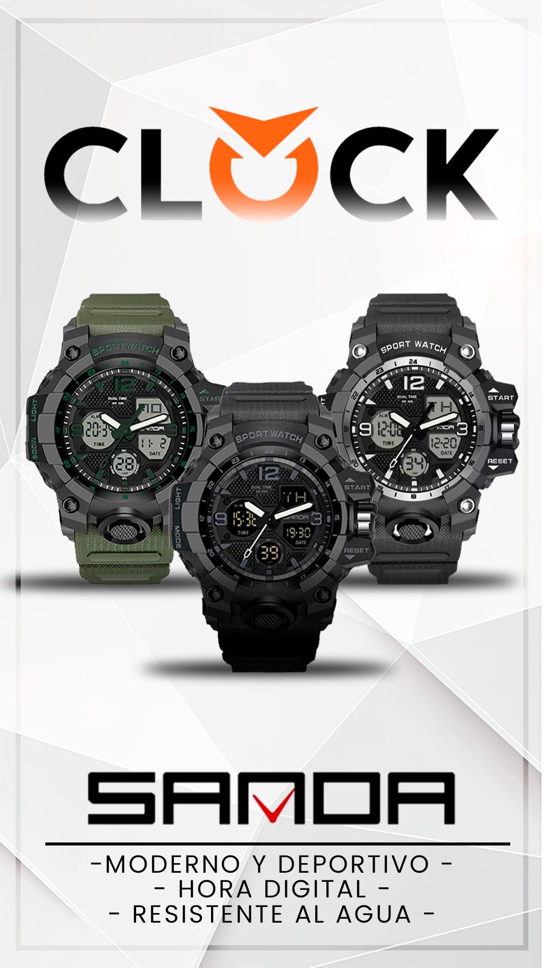 RELOJ SANDA ORIGINAL DEPORTIVO NEGRO - VERDE | SAN-23 | SAN-24 | SAN-142