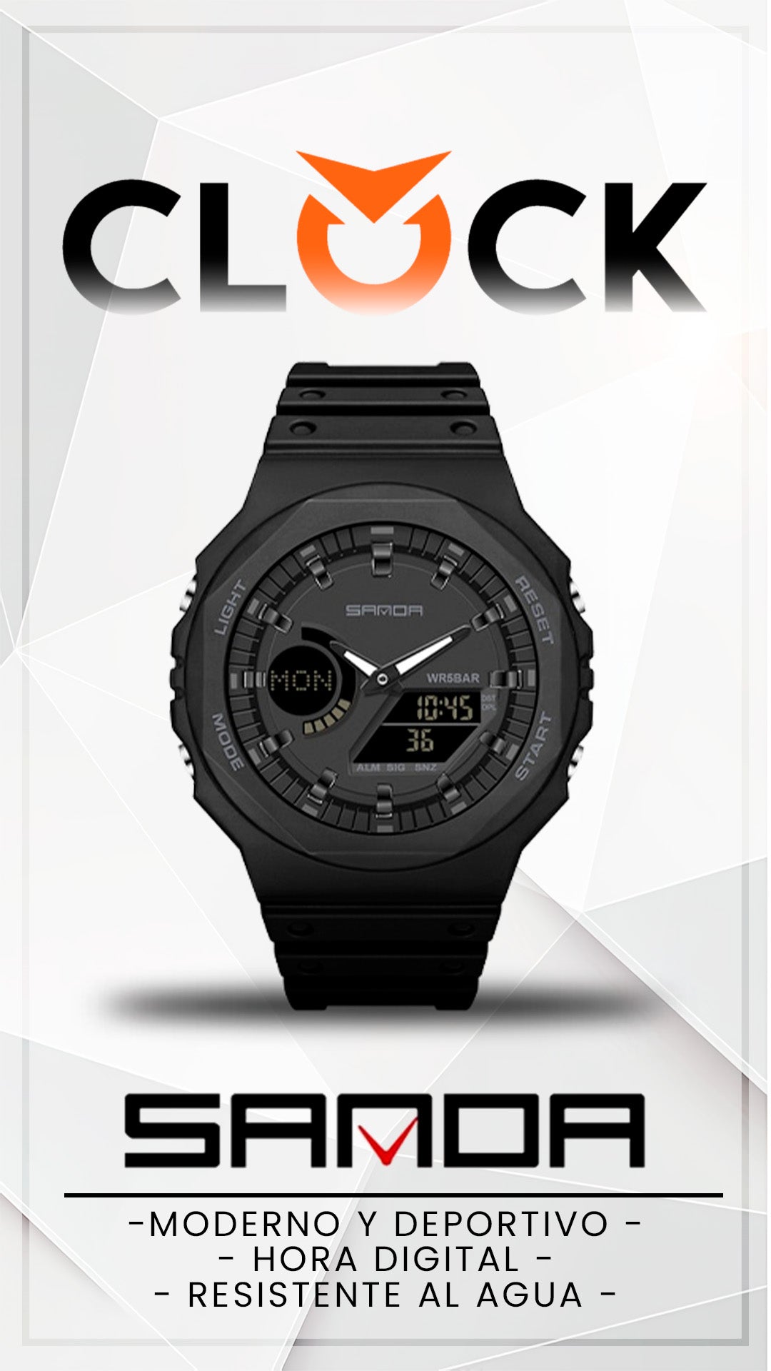 RELOJ SANDA 6016 DE RESINA NEGRO | SKU: SAN-32