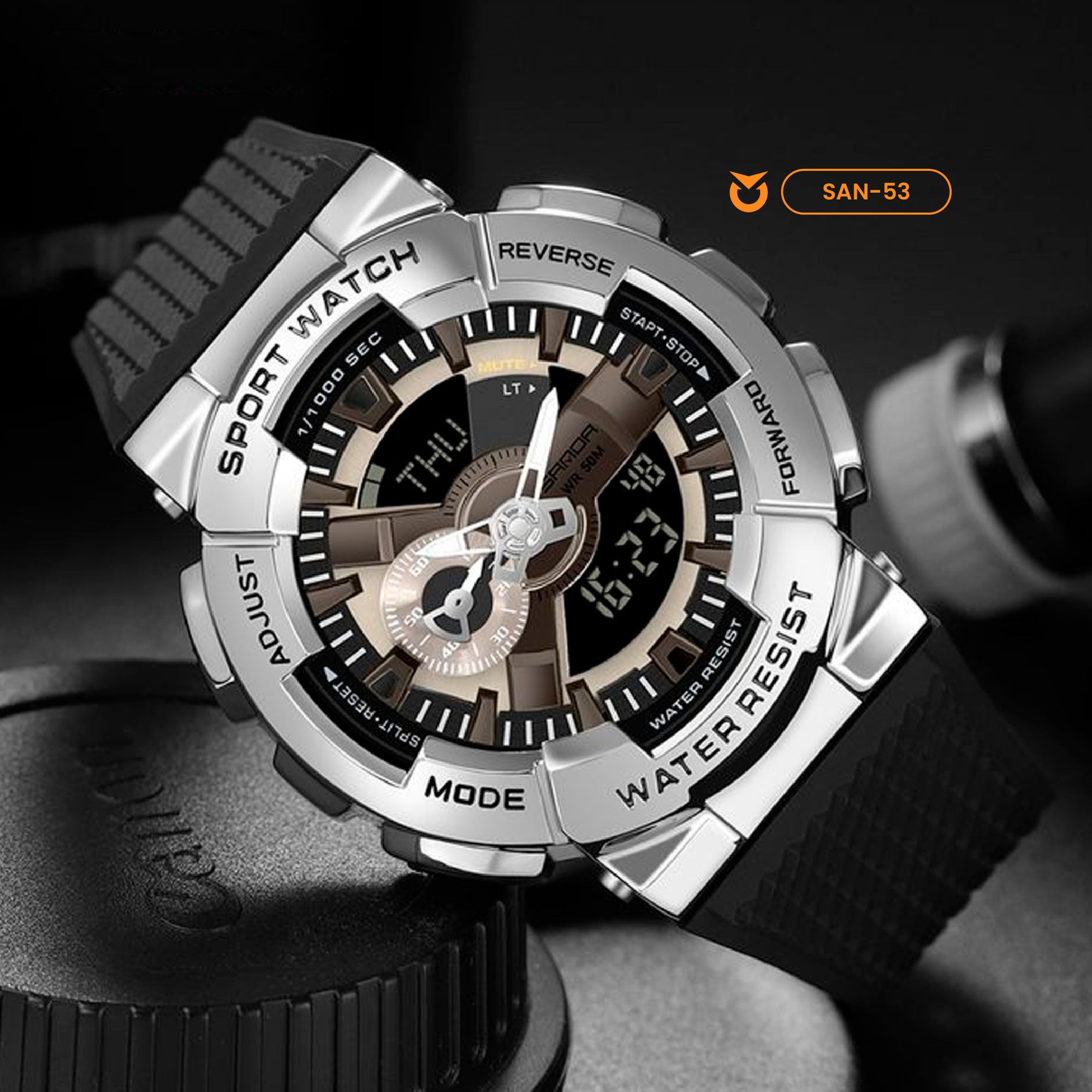 RELOJ SANDA DEPORTIVO PLATEADO Y DORADO | SAN-53 - SAN-33