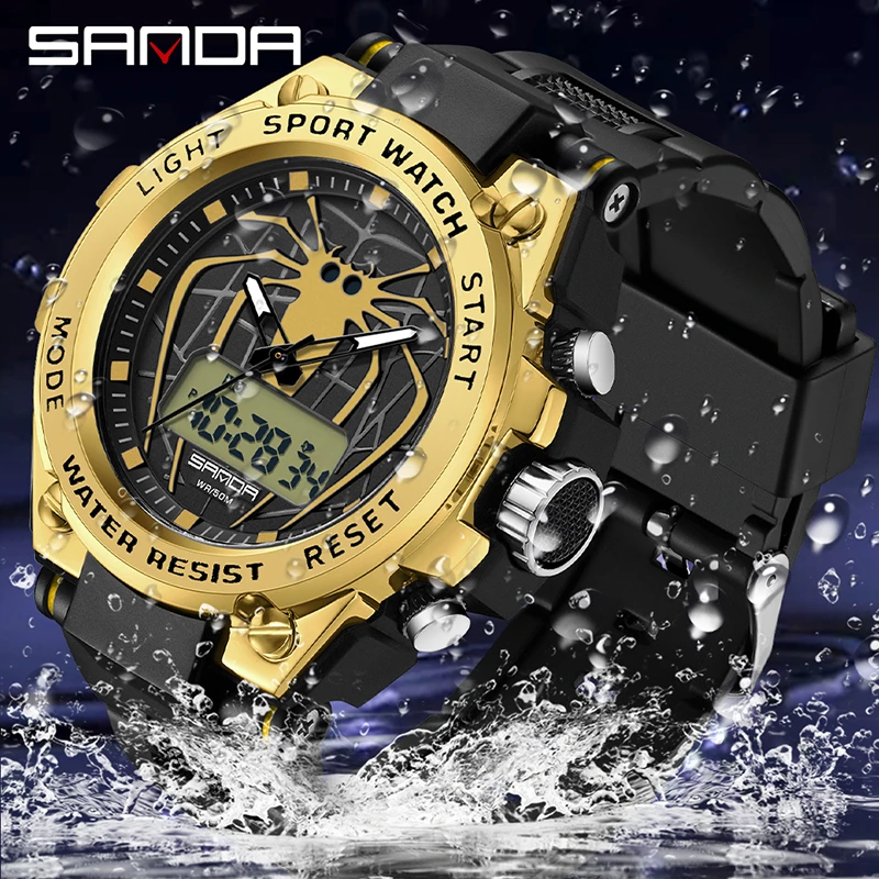 RELOJES SANDA SPIDER-MAN NEGRO, DORADO Y VERDE | SKU: SAN-85 | SAN-86 | SAN-87