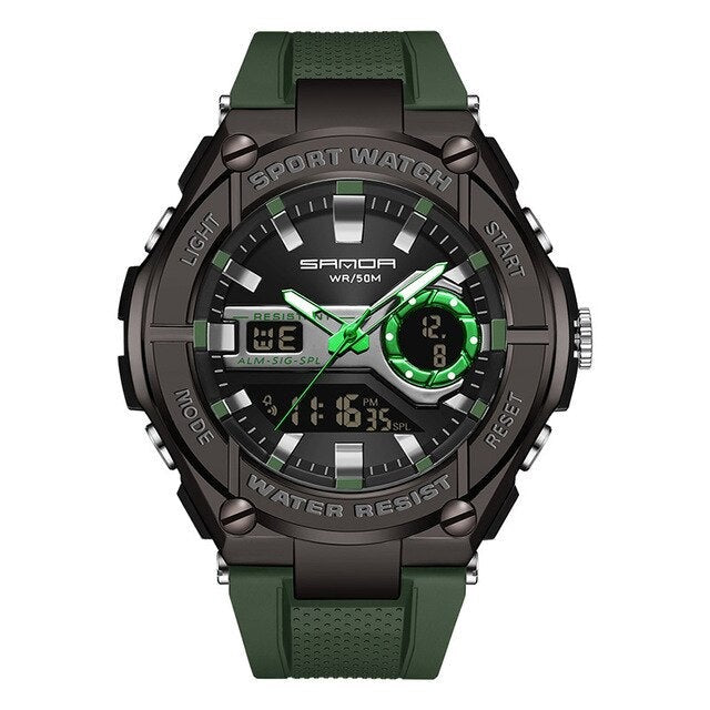 RELOJ SANDA DEPORTIVO NEGRO, VERDE | SKU: SAN-110 | SAN-111 | SAN-112