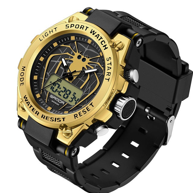 RELOJES SANDA SPIDER-MAN NEGRO, DORADO Y VERDE | SKU: SAN-85 | SAN-86 | SAN-87