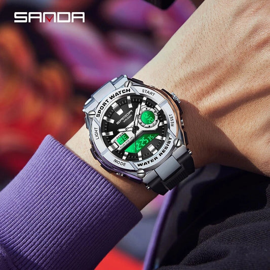 RELOJ SANDA ORIGINAL - CASUAL NEGRO Y PLATEADO | SAN-113