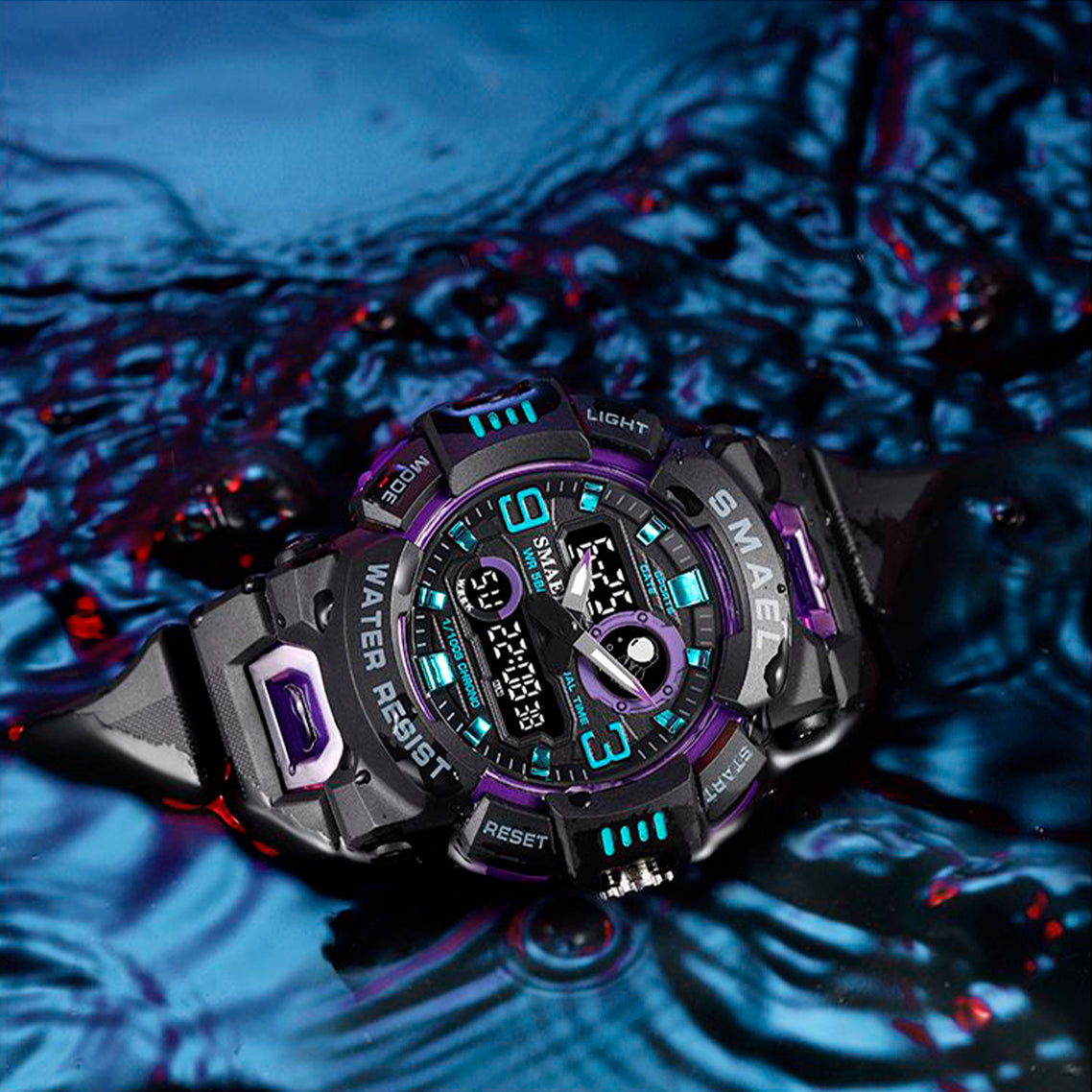 RELOJ SMAEL HOMBRE 8063 MORADO ACUATICO NEGRO | SAM-18