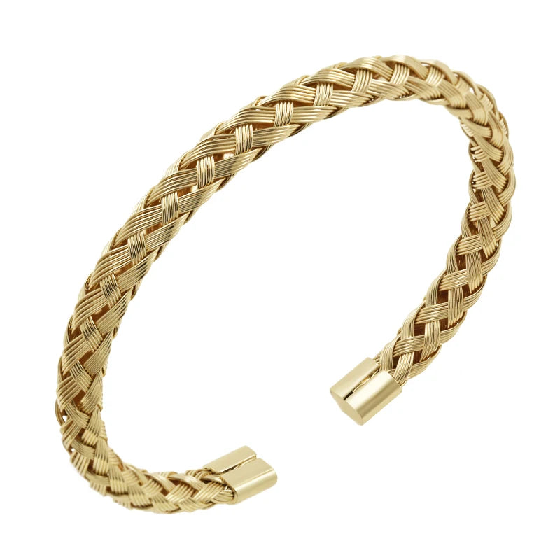 BRAZALETE TRENZADO CASUAL GOLD I PLATEADO I NEGRO | BRA-38 I BRA-41 I BRA-45