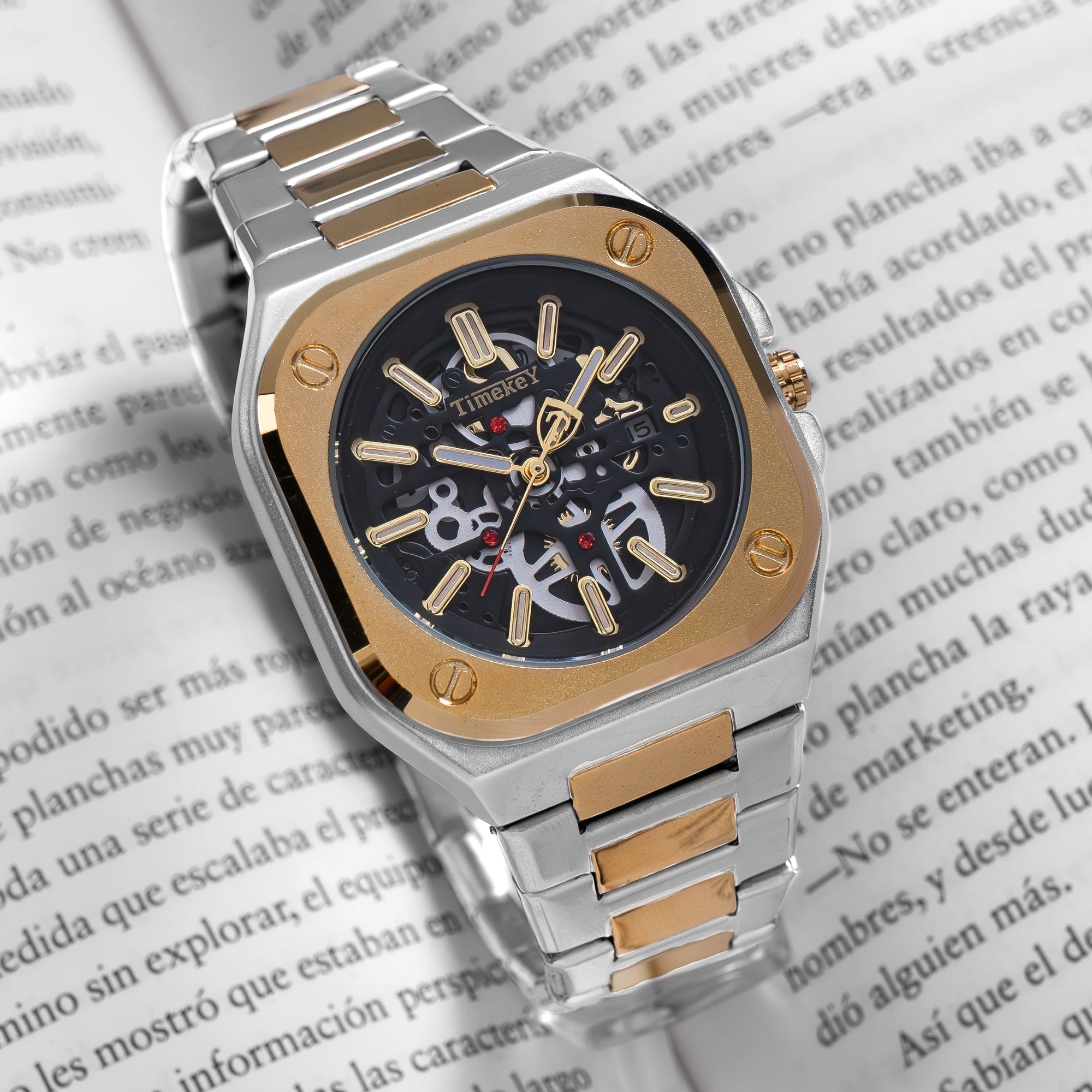 RELOJ TIMEKEY 3060 ORIGINAL ELEGANTE DORADO, PLATEADO Y NEGRO | TIM-6, TIM-7, TIM-8