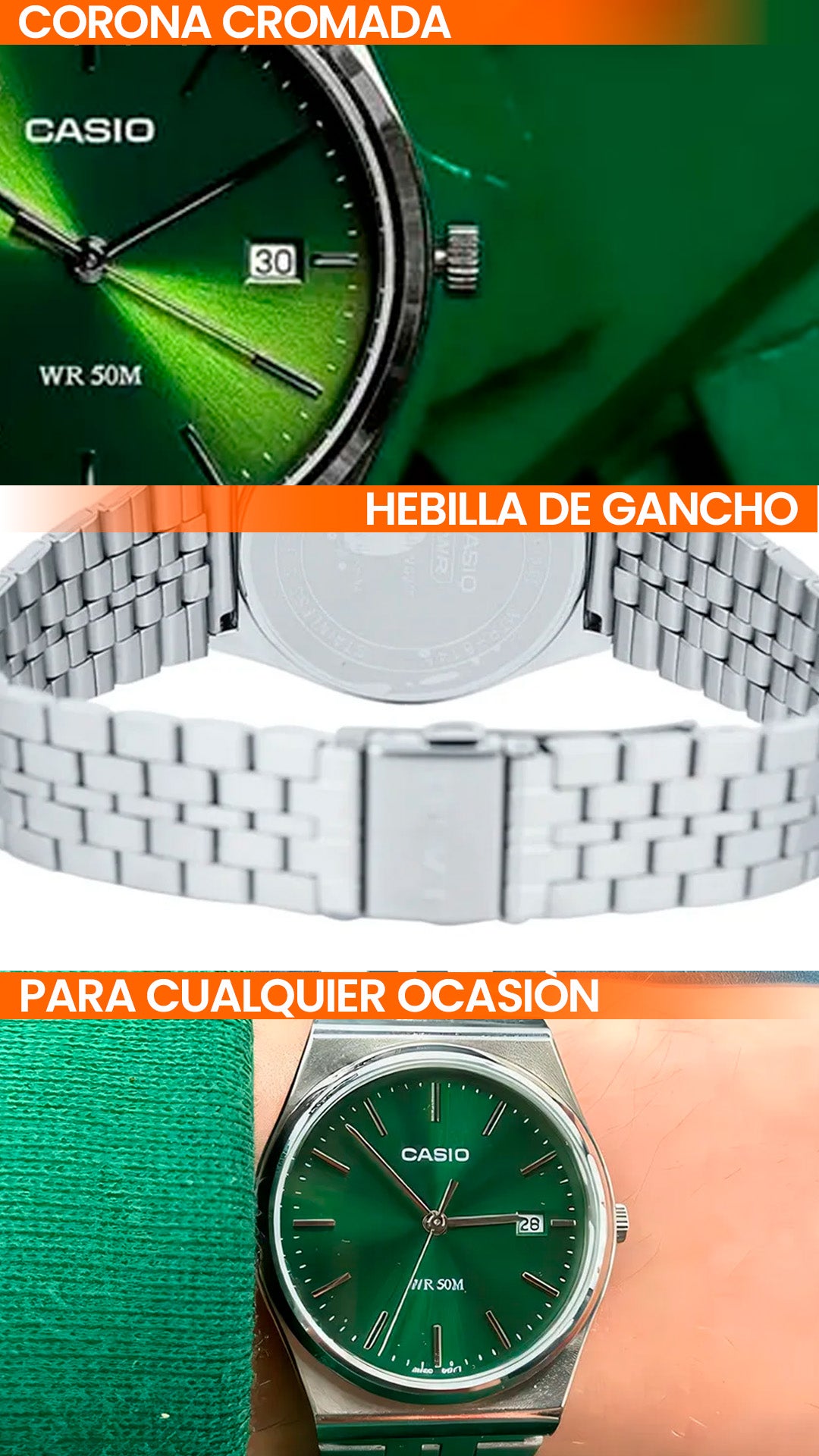 MTP-B145D | RELOJ CASIO ORIGINAL DE ACERO PLATEADO | CAS-64