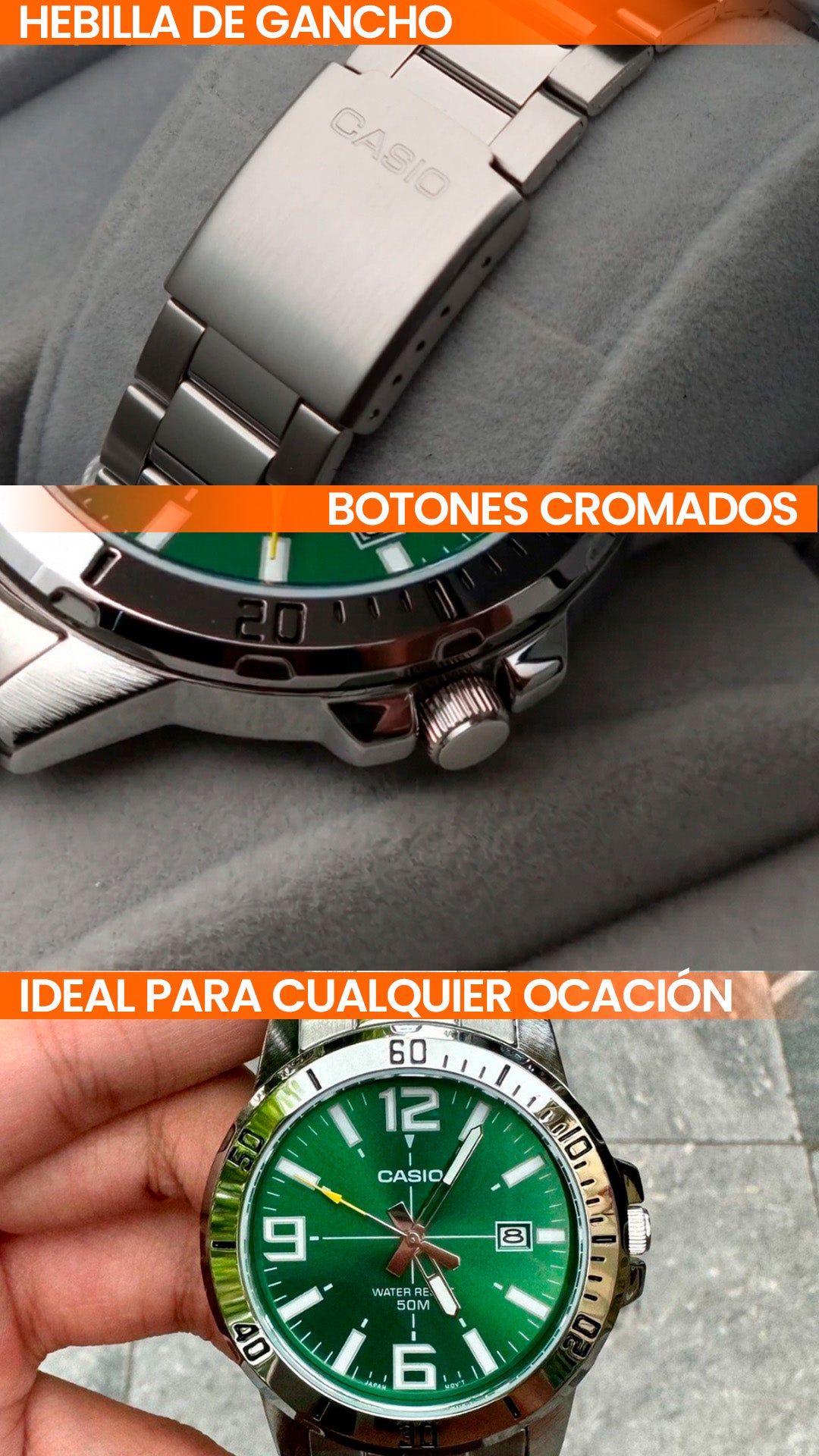 MTP-VD01 | RELOJ CASIO ORIGINAL DE ACERO PLATEADO | CAS-71