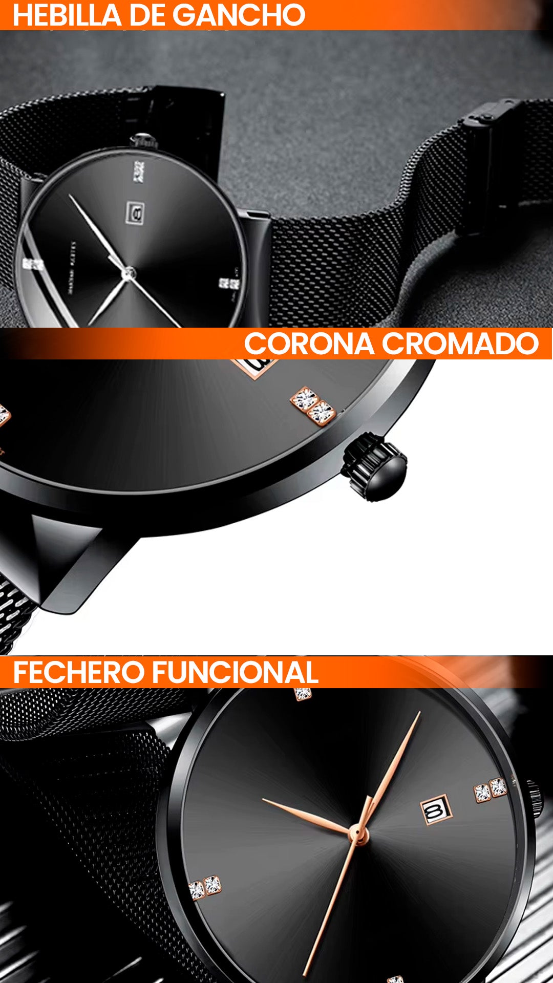 RELOJ ORIGINAL HANNAH MARTIN HM-901 - ELEGANTE Y CASUAL - NEGRO Y AZUL | HAN-22 | HAN-24 | HAN-89 | HAN-90