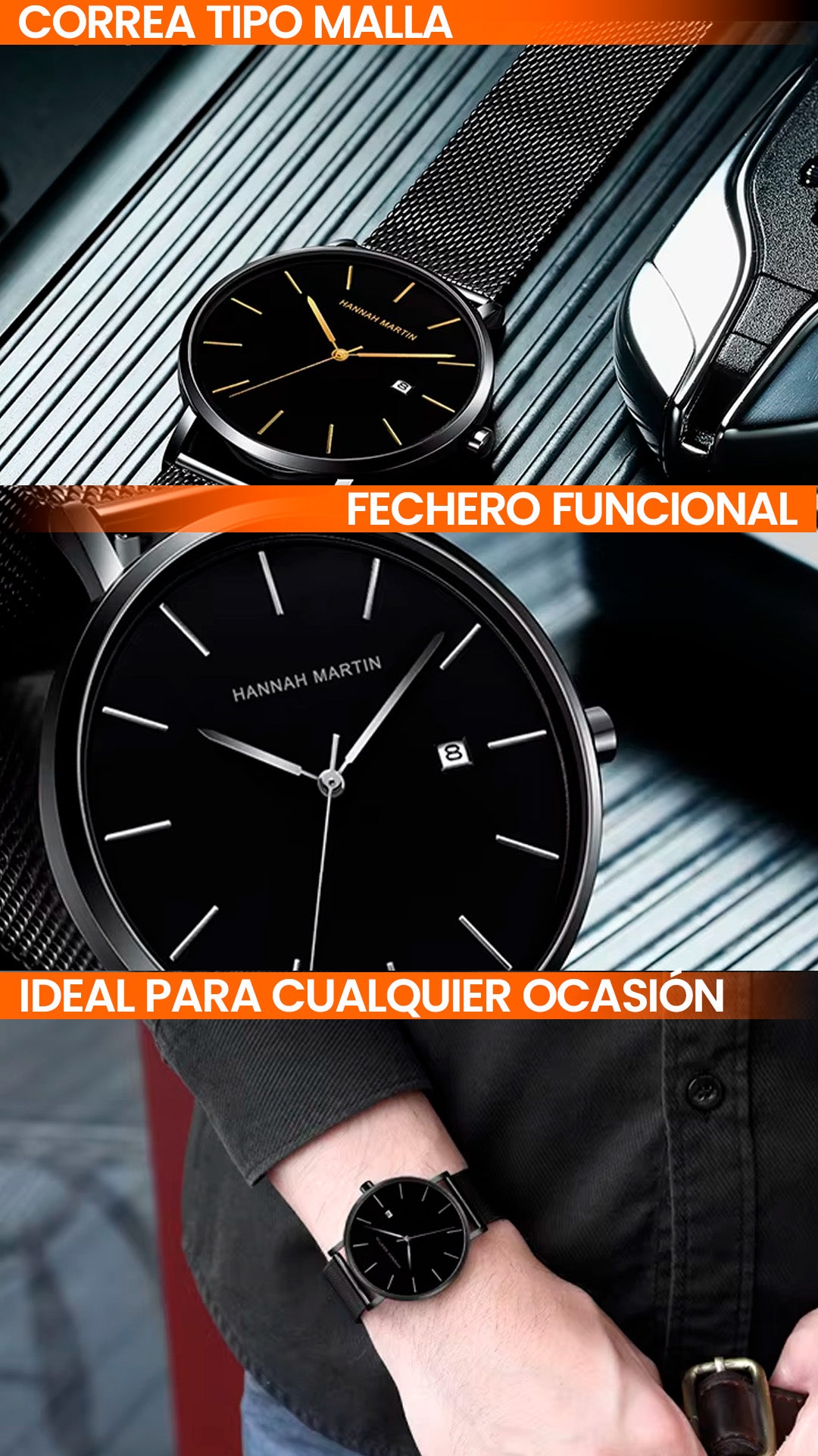 RELOJ ORIGINAL HANNAH MARTIN ELEGANTE Y CASUAL - DORADO | HAN-151