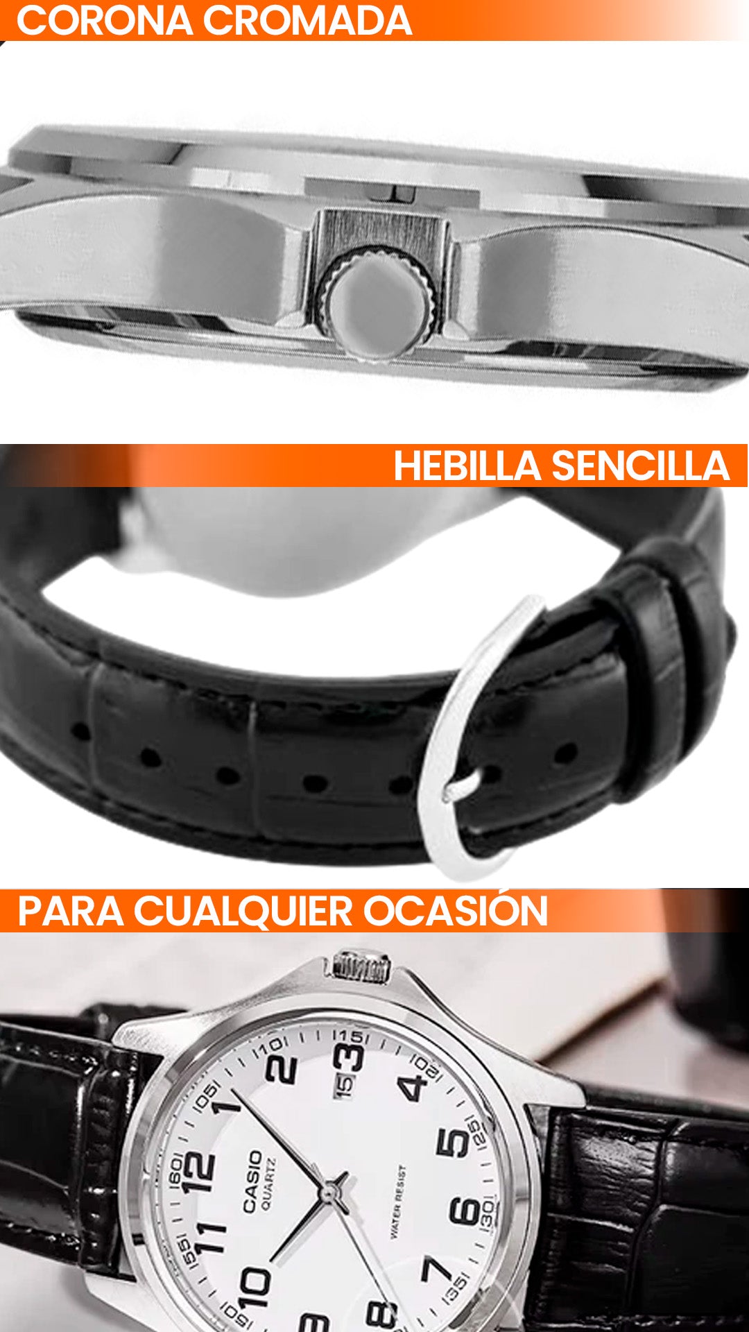 RELOJ CASIO ORIGINAL ANALÓGICO LTP-1183E-7ADF NEGRO | CAS-155
