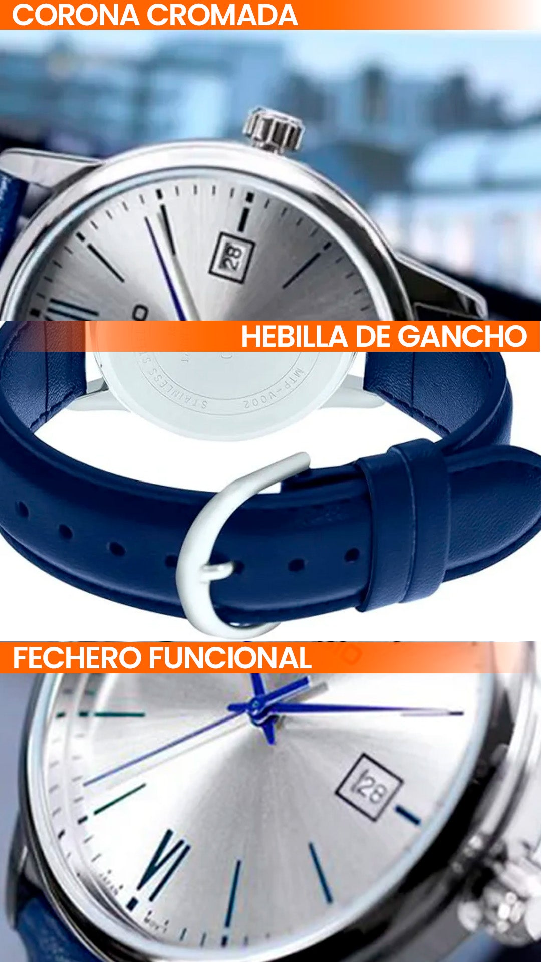 MTP-V002 | RELOJ CASIO ORIGINAL DE CUERO AZUL | CAS-238