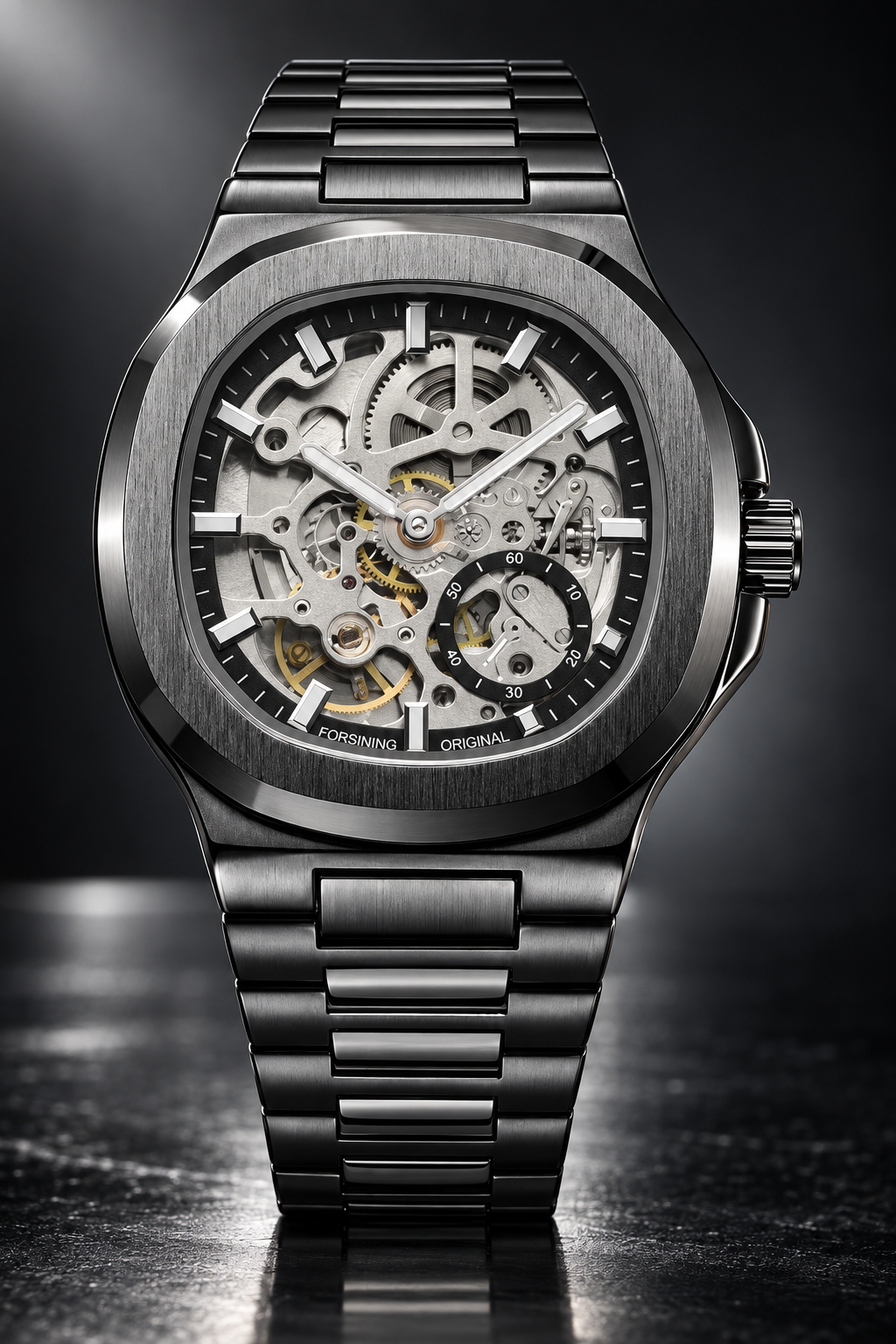 TM473 | RELOJ SKELETON FORSINING ORIGINAL NEGRO/PLATEADO | FOR-31, FOR-32