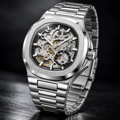 TM473 | RELOJ SKELETON FORSINING ORIGINAL NEGRO/PLATEADO | FOR-31, FOR-32