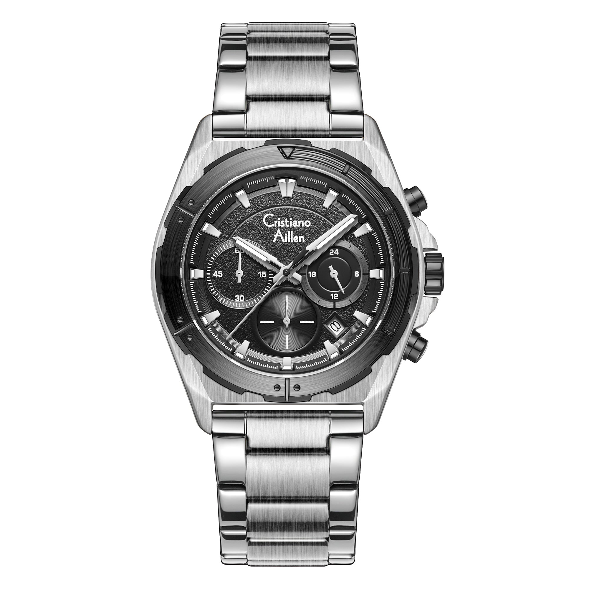 RELOJ CRISTIANO AILLEN ORIGINAL - CASUAL PLATEADO AZUL NEGRO 8901  | CRI-5, CRI-6, CRI-7