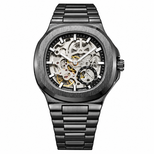 TM473 | RELOJ SKELETON FORSINING ORIGINAL NEGRO/PLATEADO | FOR-31, FOR-32