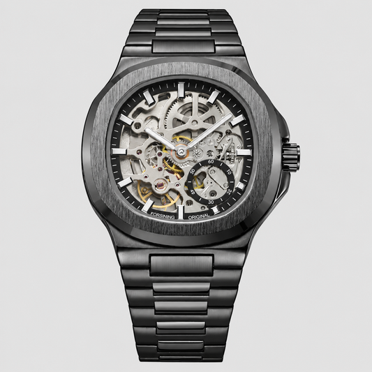 TM473 | RELOJ SKELETON FORSINING ORIGINAL NEGRO/PLATEADO | FOR-31, FOR-32