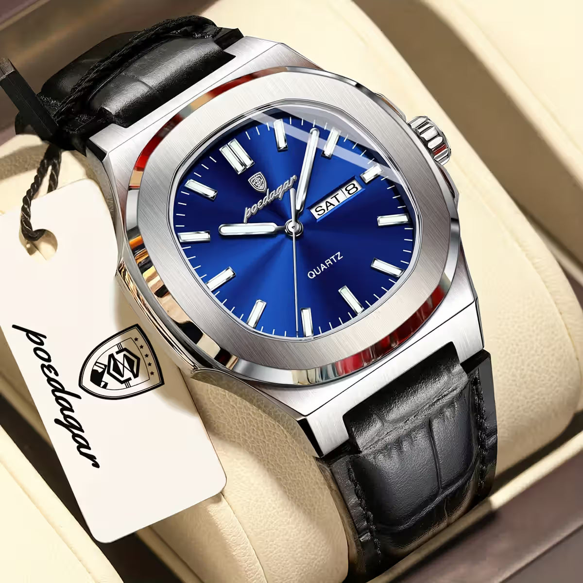 853 | RELOJ CASUAL POEDAGAR ORIGINAL PLATEADO/NEGRO