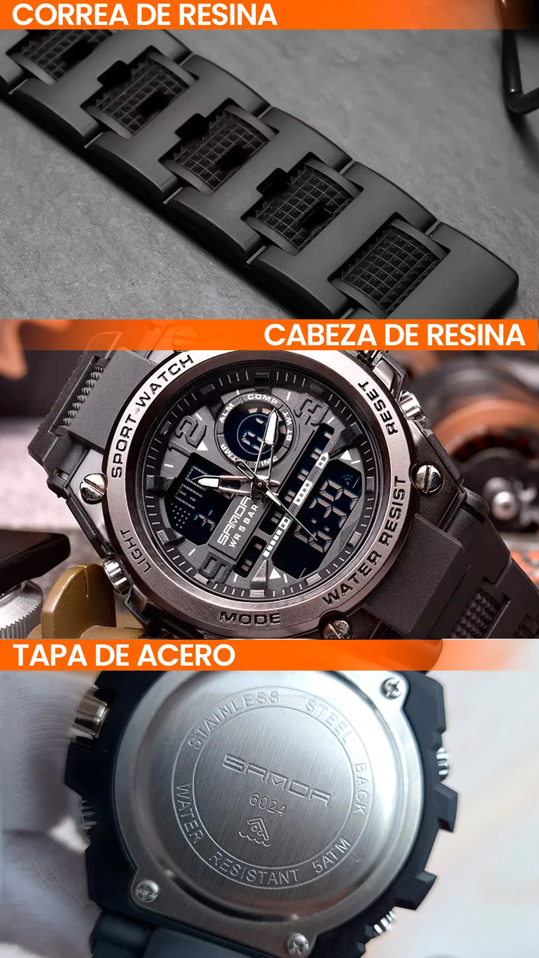 RELOJ SANDA ORIGINAL - NEGRO 6024 | SAN-14 | SAN-15 | SAN-128