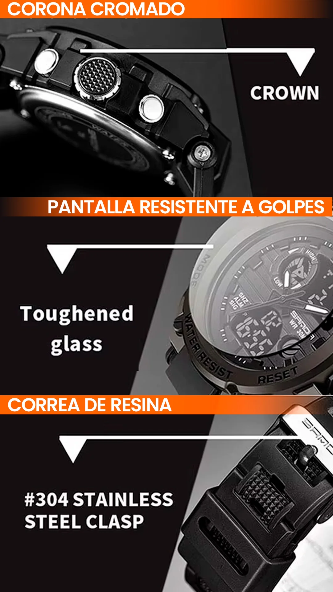 RELOJ SANDA ORIGINAL DEPORTIVO NEGRO Y VERDE 739 | SAN-1 | SAN-5 | SAN-12 | SAN-130