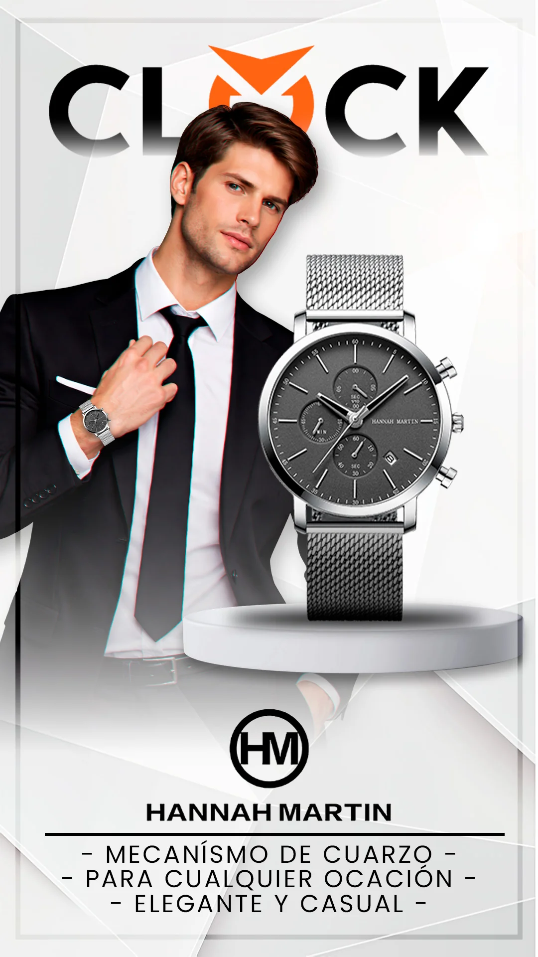 RELOJ ORIGINAL HANNAH MARTIN - CASUAL Y ELEGANTE - NEGRO | HAN -5 | HAN-61 | HAN-66 | HAN-16 | HAN-100 | HAN-101
