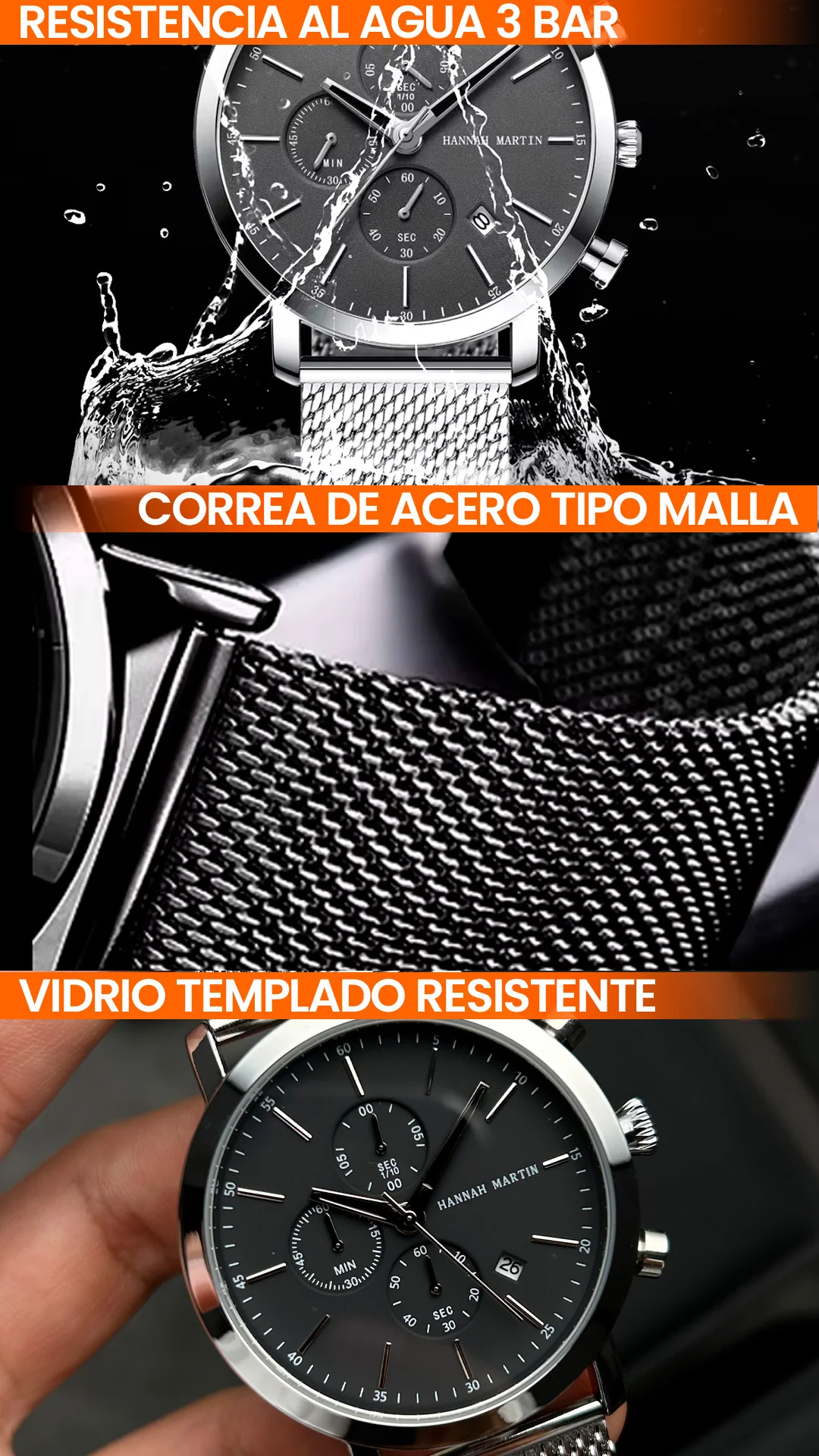 RELOJ ORIGINAL HANNAH MARTIN - CASUAL Y ELEGANTE - NEGRO | HAN -5 | HAN-61 | HAN-66 | HAN-16 | HAN-100 | HAN-101