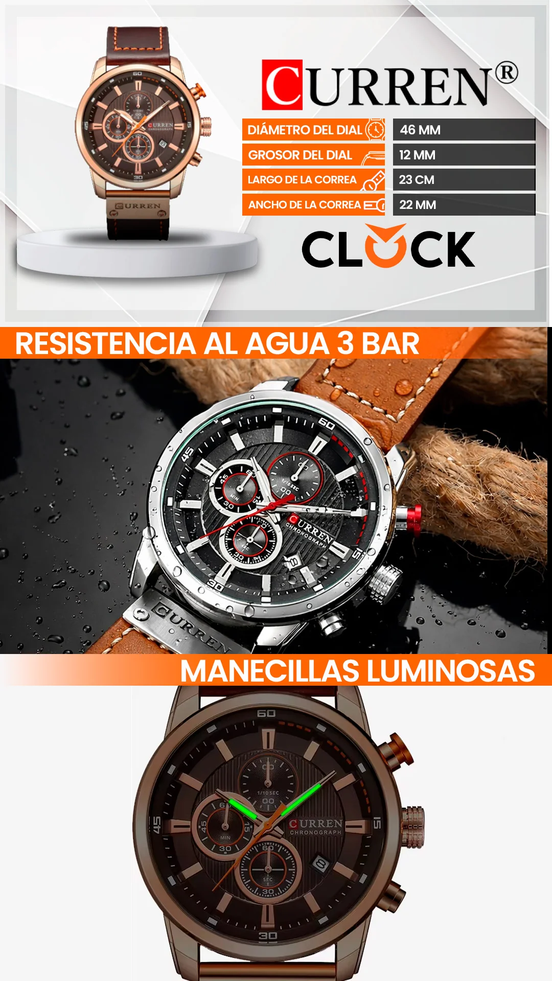 RELOJ CURREN 8291 ORIGINAL CASUAL MARRÓN | CUR-38 | CUR-44 | CUR-101 | CUR-115 | CUR-116