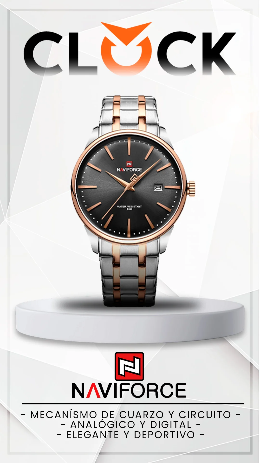 RELOJ NAVIFORCE ORIGINAL ELEGANTE - AZUL - ORO ROSA - PLATEADO | NAV-140, NAV-141, NAV-142