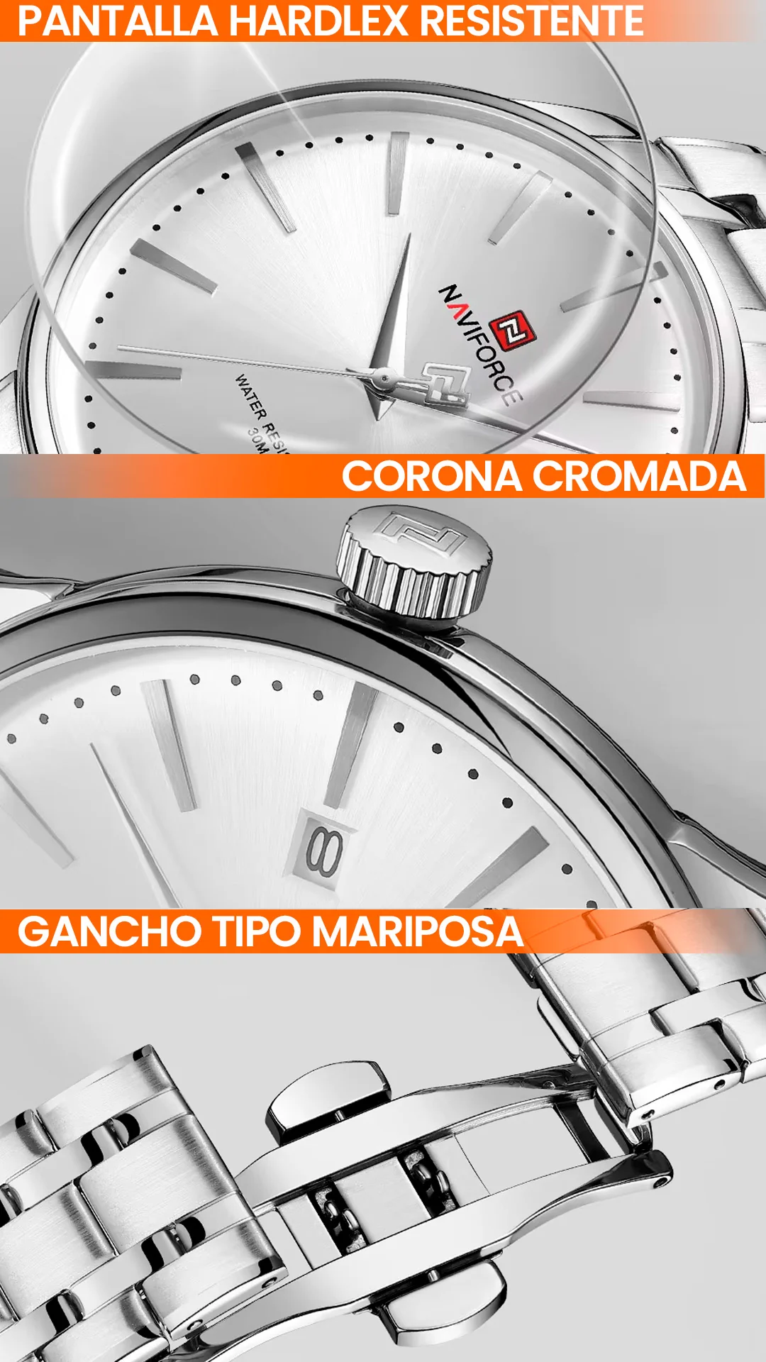 RELOJ NAVIFORCE ORIGINAL ELEGANTE - AZUL - ORO ROSA - PLATEADO | NAV-140, NAV-141, NAV-142