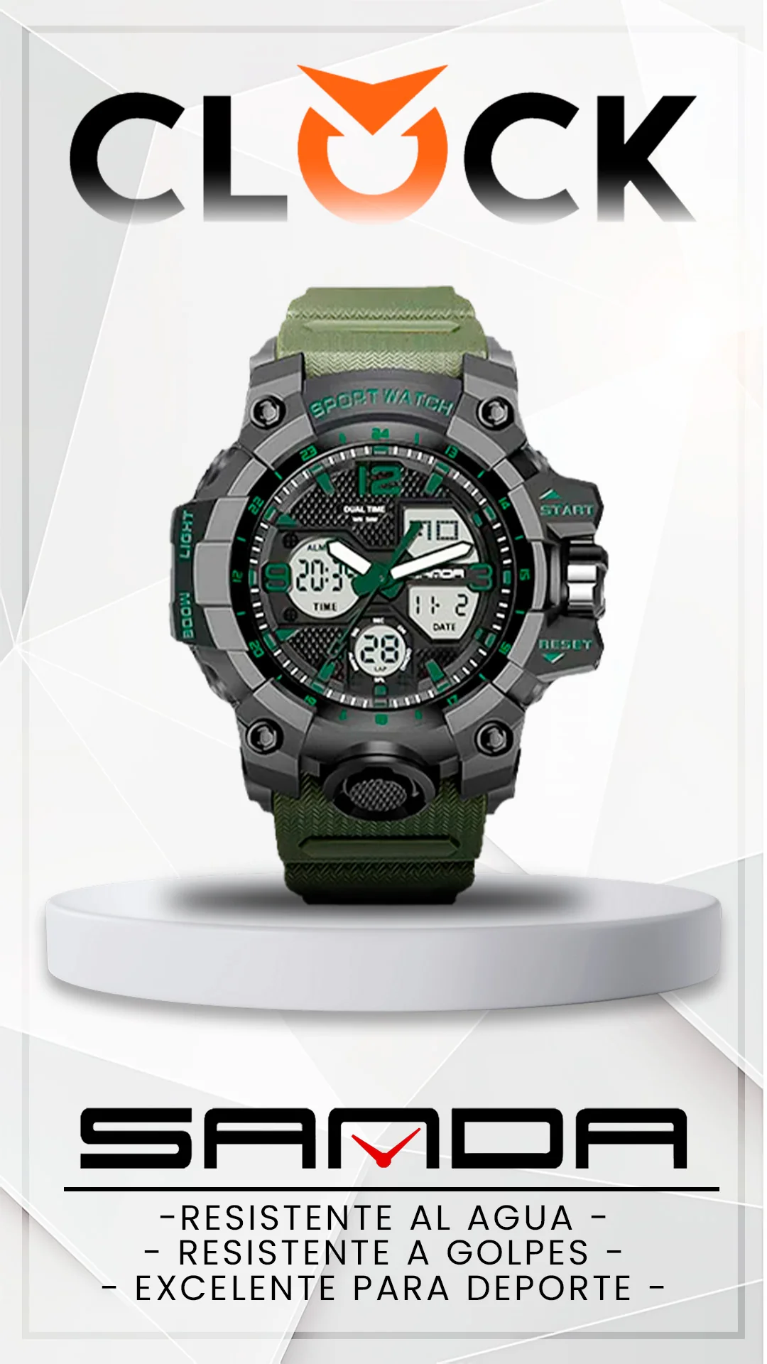 RELOJ SANDA ORIGINAL DEPORTIVO NEGRO - VERDE | SAN-23 | SAN-24 | SAN-27