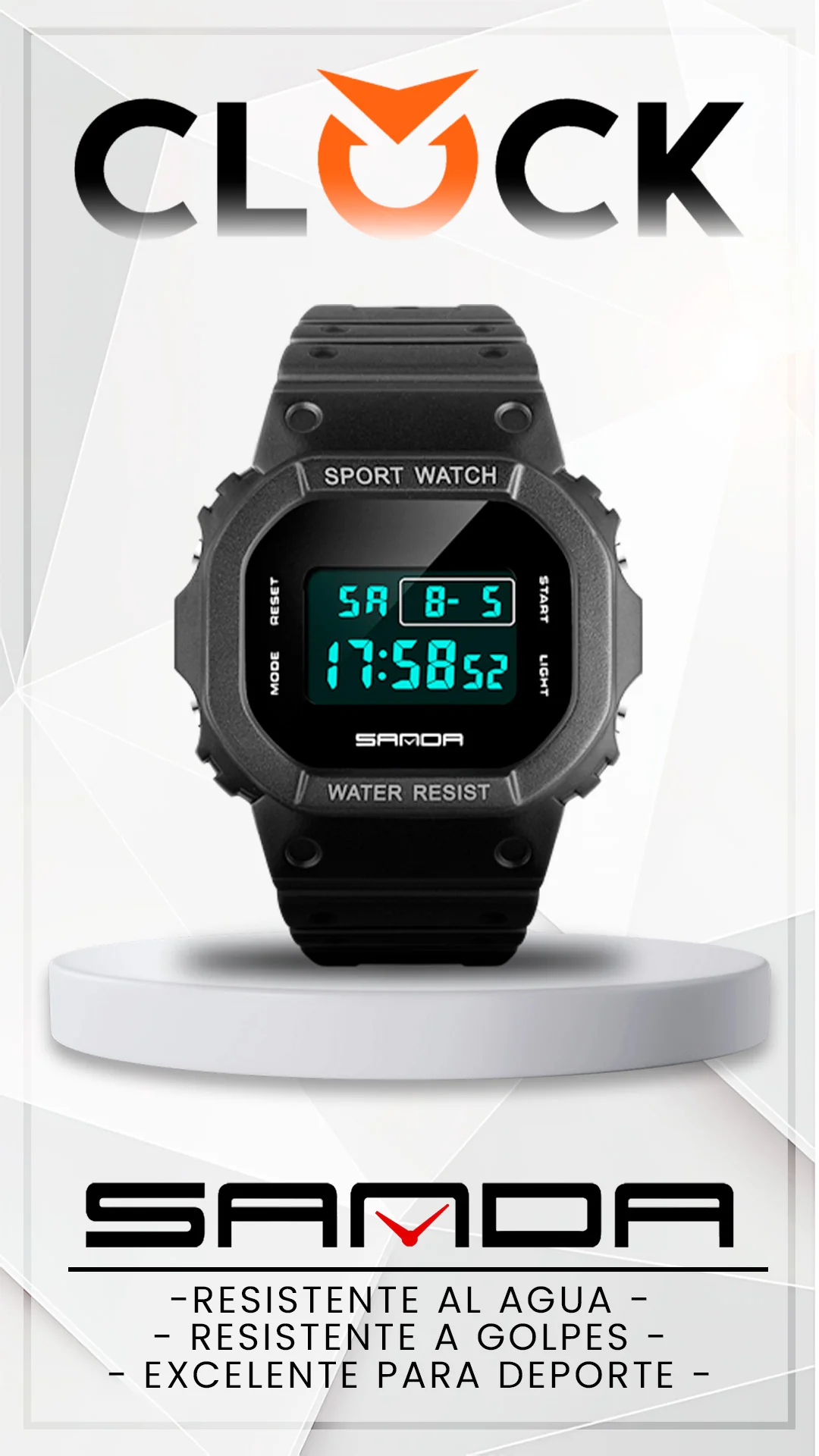 RELOJ SANDA NEGRO SIMPLE DEPORTIVO CASUAL | SAN-35