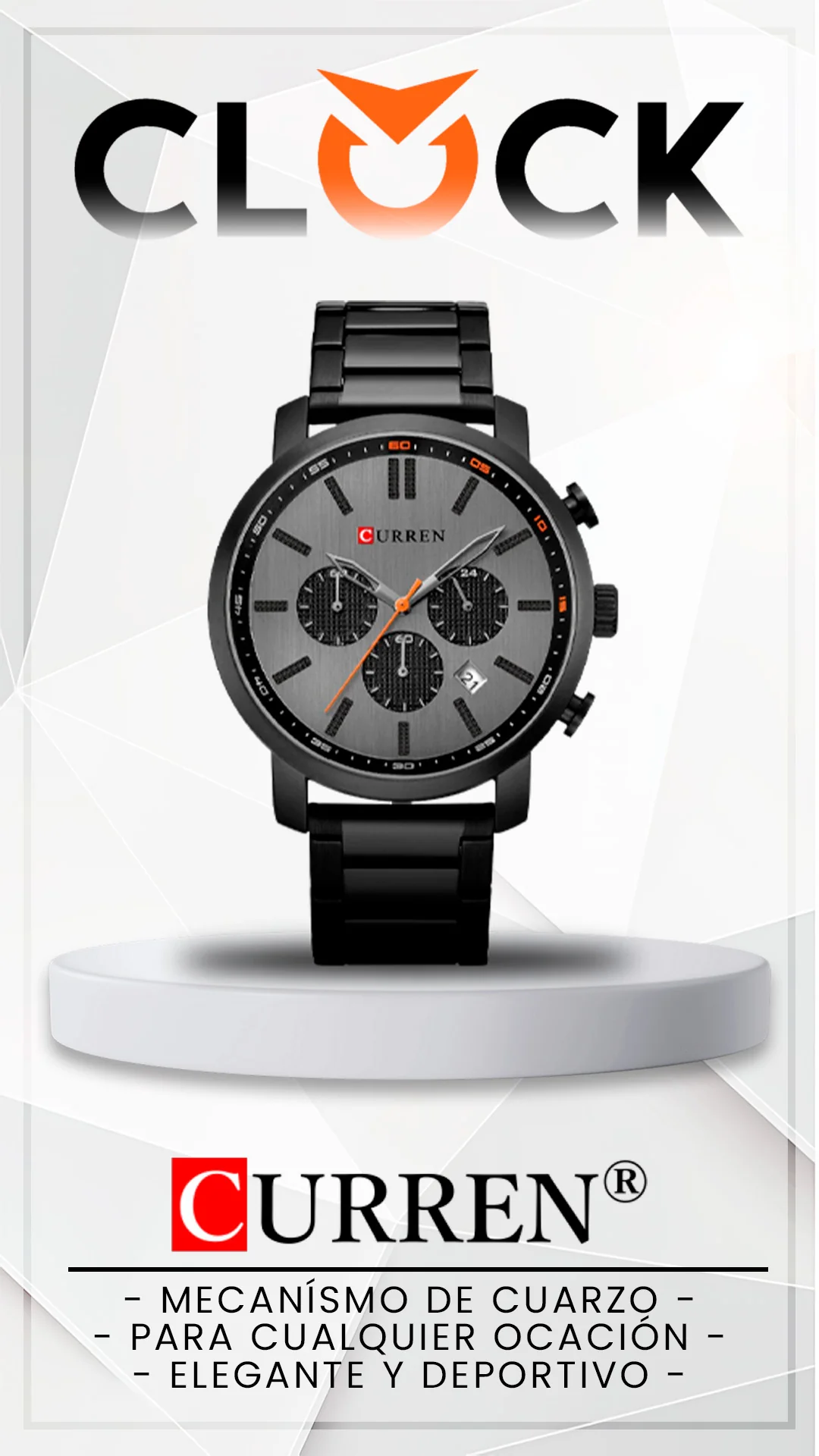 RELOJ CURREN ORIGINAL ELEGANTE NEGRO Y AZUL CON BRONCE | CUR-95