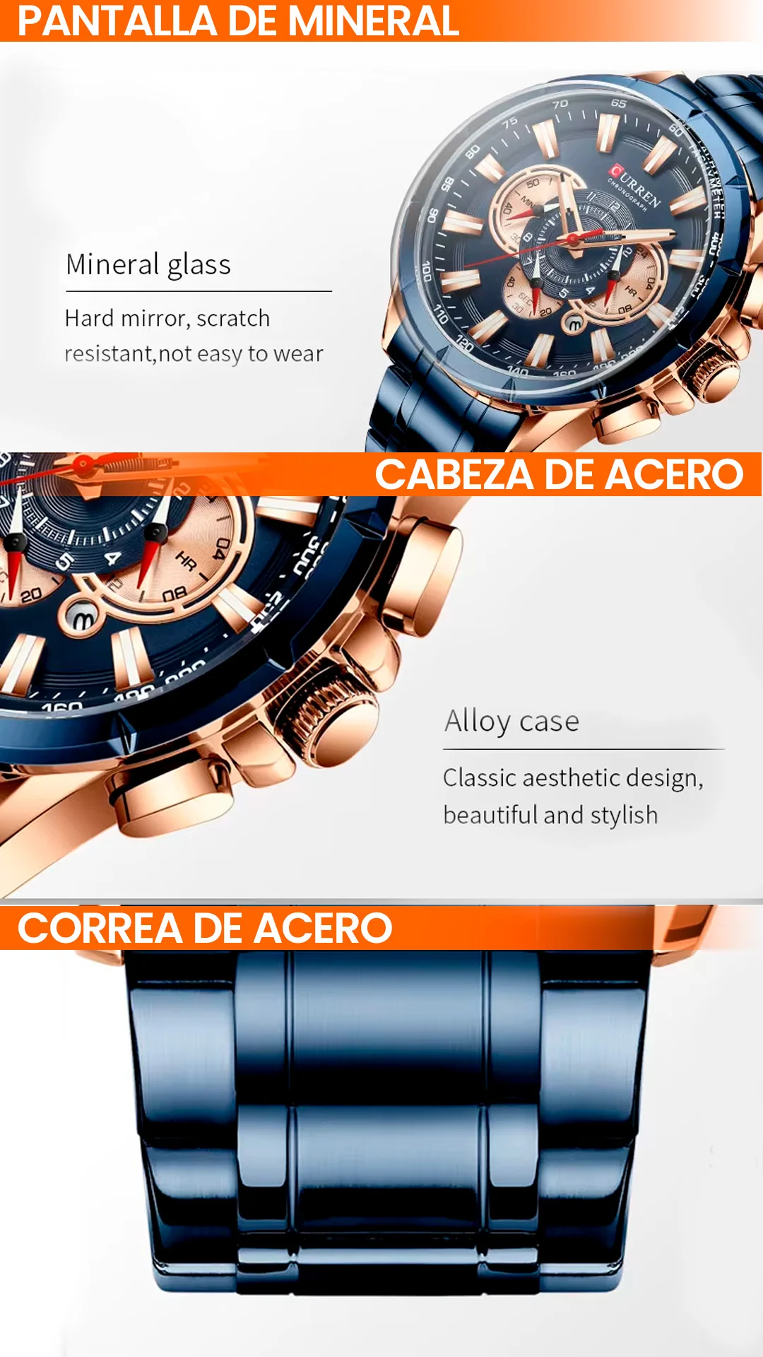 RELOJ CURREN ORIGINAL - ELEGANTE - NEGRO - PLATEADO - AZUL 8363 | CUR-31 I CUR-32 I CUR-33 I CUR-75