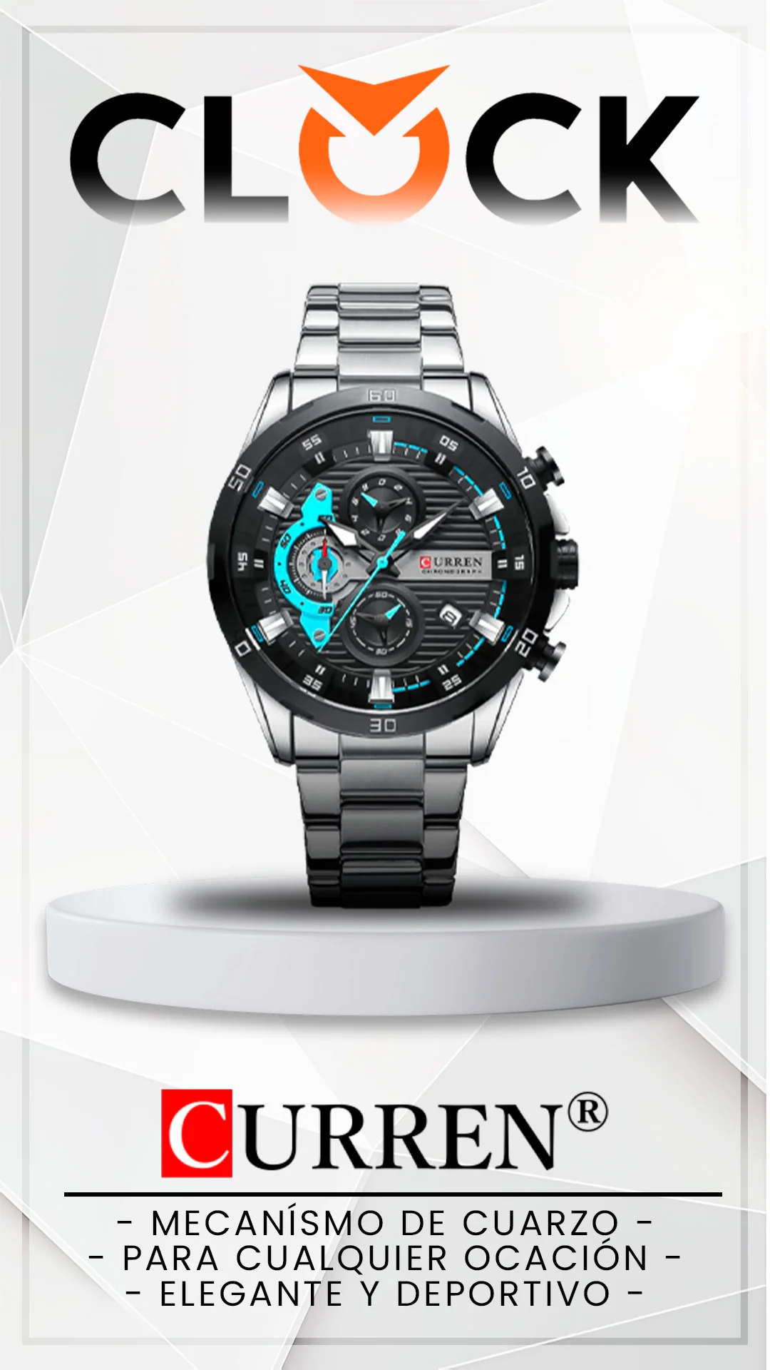 RELOJ CURREN ORIGINAL - CASUAL PLATEADO, NEGRO Y AZUL 8402 | CUR-88, CUR-89, CUR-90