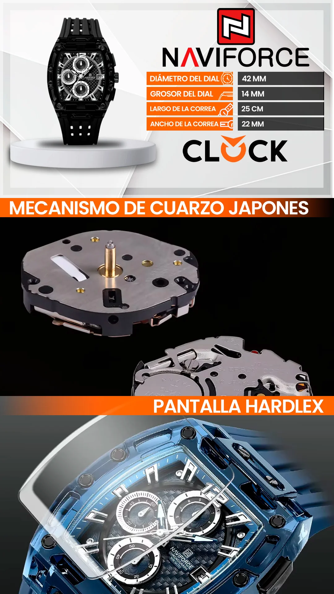 RELOJ NAVIFORCE ORIGINAL - DEPORTIVO 7105 | NAV-102 | NAV-103