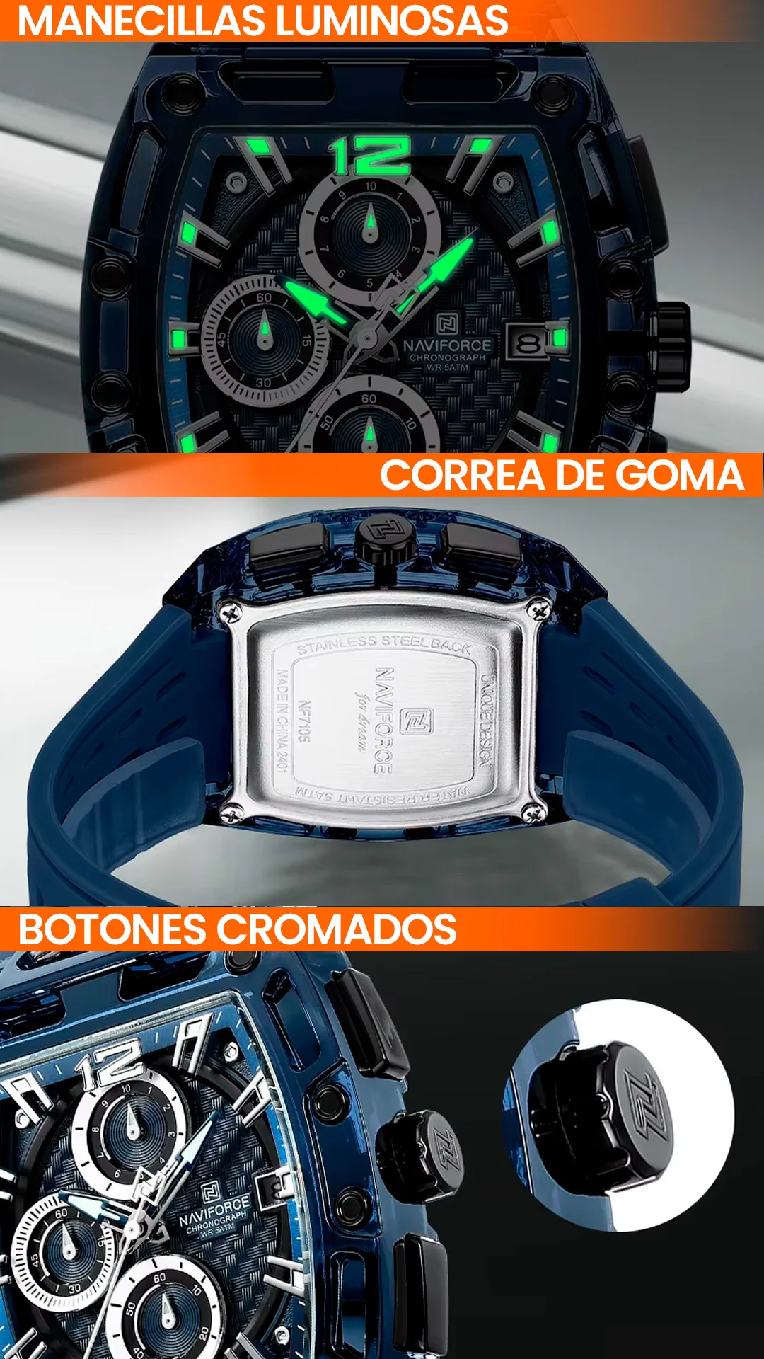 RELOJ NAVIFORCE ORIGINAL - DEPORTIVO 7105 | NAV-102 | NAV-103