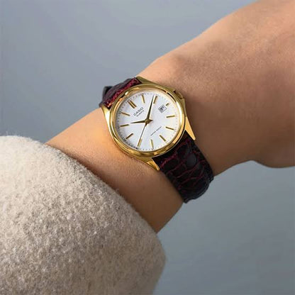 MTP-1183 | RELOJ CASIO ORIGINAL DE CUERO DORADO/NEGRO