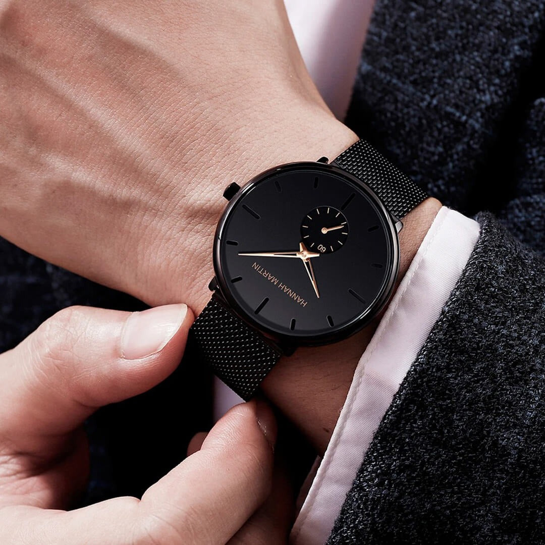 RELOJ ORIGINAL HANNAH MARTIN HM-100G - ELEGANTE  Y CASUAL - NEGRO | HAN-27 | HAN-28 | HAN-65