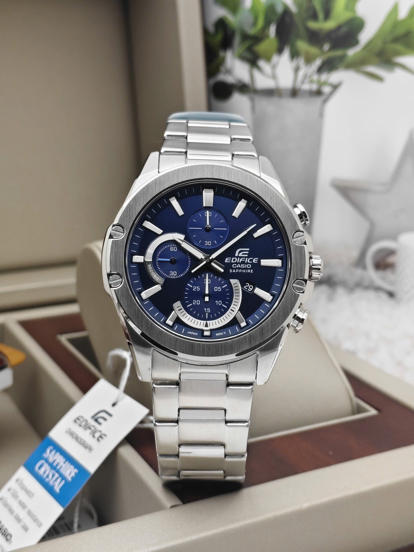 EFR-S567 | RELOJ CASIO EDIFICE ORIGINAL ACERO PLATEADO AZUL NEGRO | EDI-OG-50, EDI-OG-51, EDI-OG-52