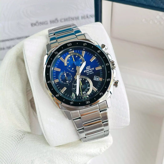EFV-600 | RELOJ CASIO EDIFICE ORIGINAL ACERO NEGRO AZUL | EDI-OG-64