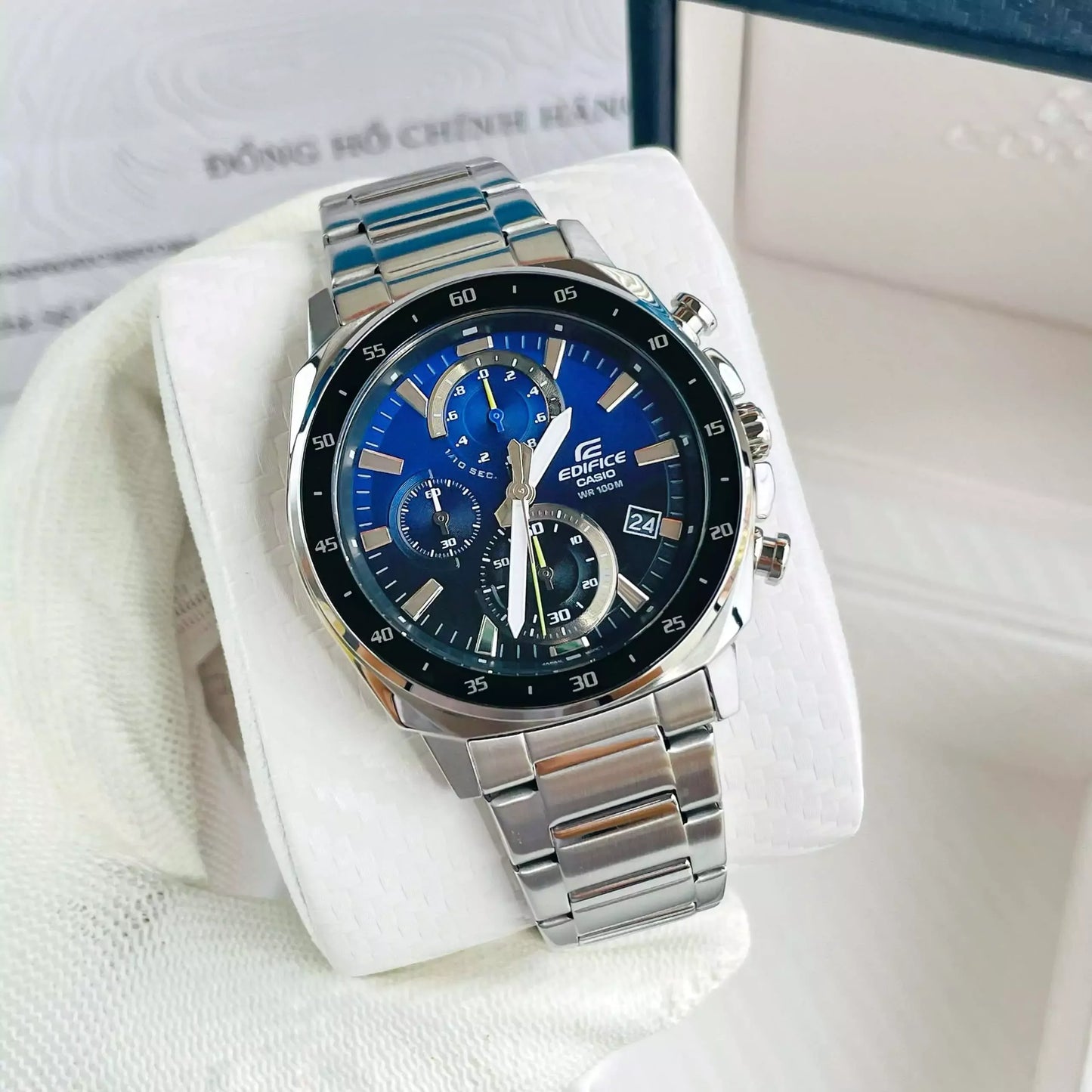 EFV-600 | RELOJ CASIO EDIFICE ORIGINAL ACERO NEGRO AZUL | EDI-OG-64