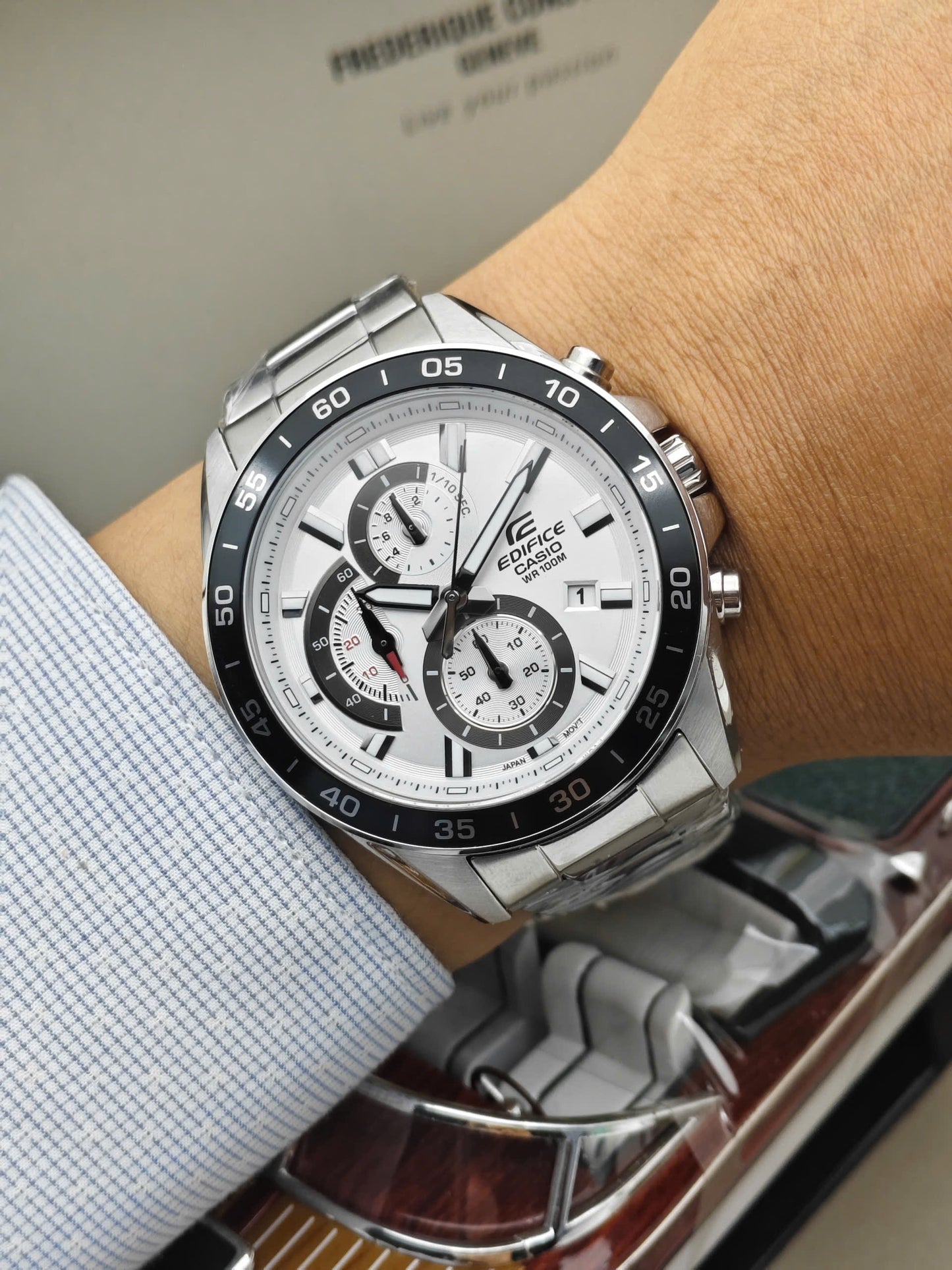 EFV-550D | RELOJ CASIO EDIFICE ORIGINAL ACERO NEGRO AZUL BLANCO | EDI-OG-3, EDI-OG-59, EDI-OG-60