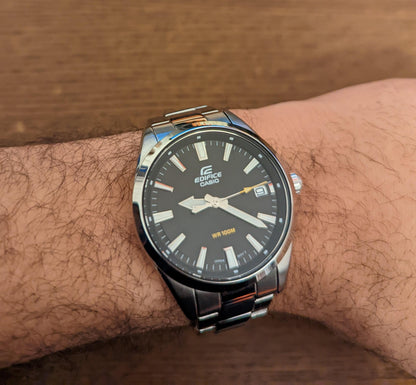 EFV-100 | RELOJ CASIO EDIFICE ORIGINAL ACERO NEGRO AZUL | EDI-OG-53, EDI-OG-54