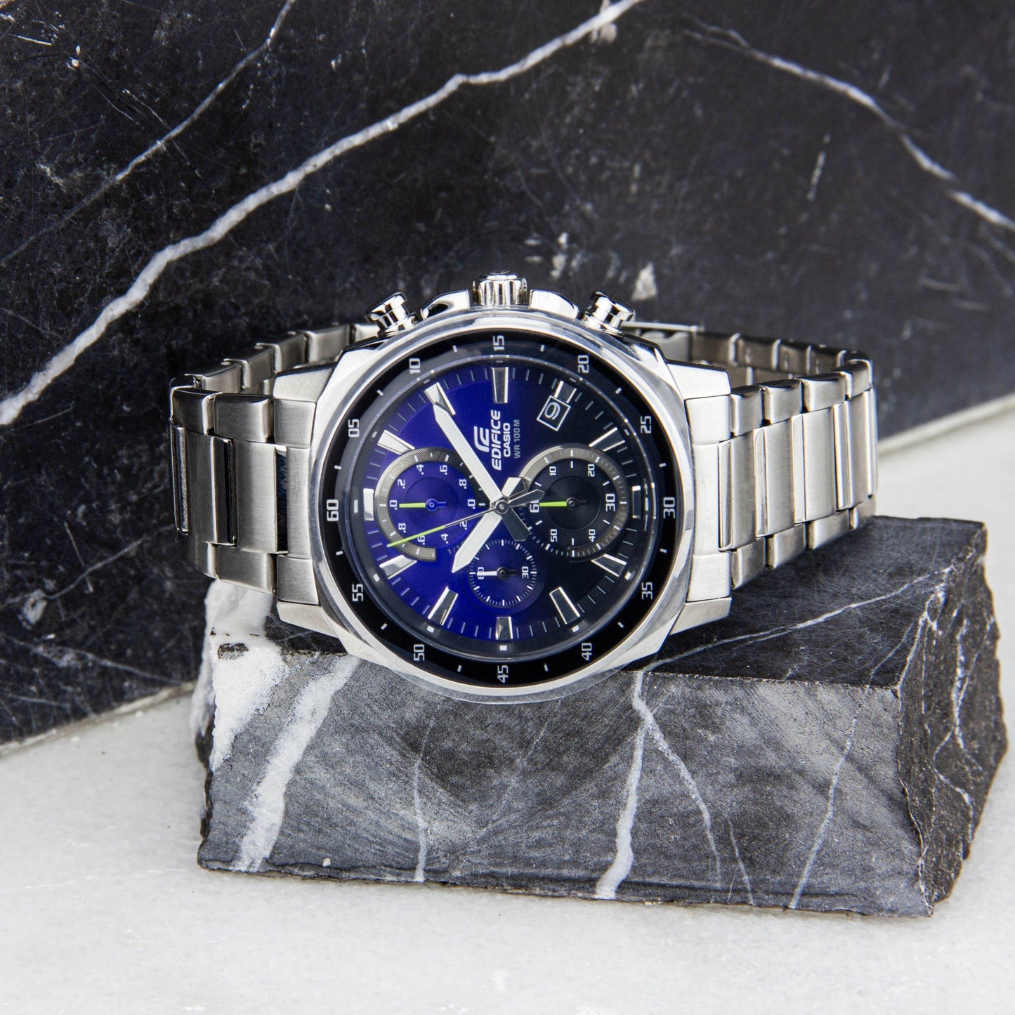 EFV-600 | RELOJ CASIO EDIFICE ORIGINAL ACERO NEGRO AZUL | EDI-OG-64